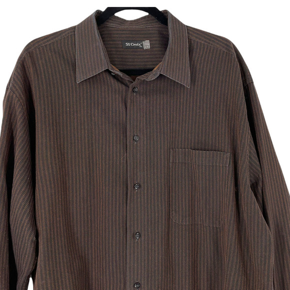𝅺st. CROIX BROWN LONG SLEEVE BUTTON DOWN SHIRT - Picture 2 of 5